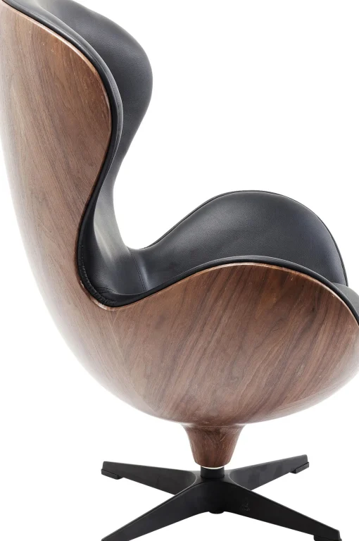 KARE Design Poltrona Girevole Lounge Nero/Noce - KARE> Poltrone