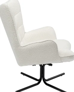 KARE Design Poltrona girevole Oscar Boucle crema - KARE> Poltrone