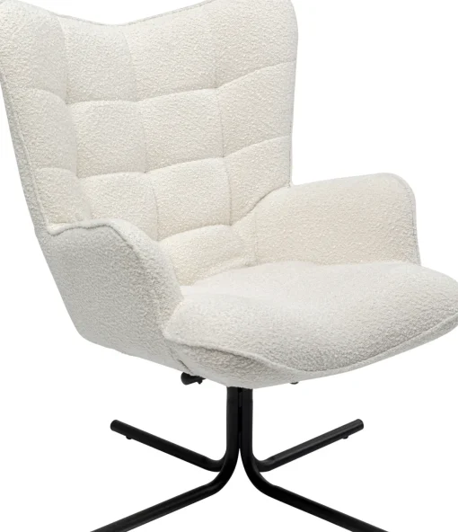 KARE Design Poltrona girevole Oscar Boucle crema - KARE> Poltrone