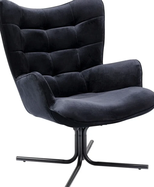 KARE Design Poltrona girevole Oscar velluto nero - KARE> Poltrone