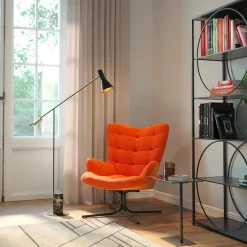 KARE Design Poltrona girevole Oscar velluto arancione - KARE> Poltrone