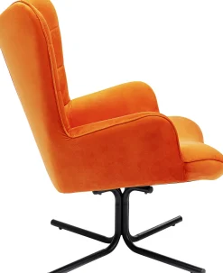 KARE Design Poltrona girevole Oscar velluto arancione - KARE> Poltrone
