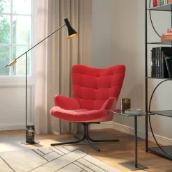 KARE Design Poltrona girevole Oscar velluto rosso - KARE> Poltrone