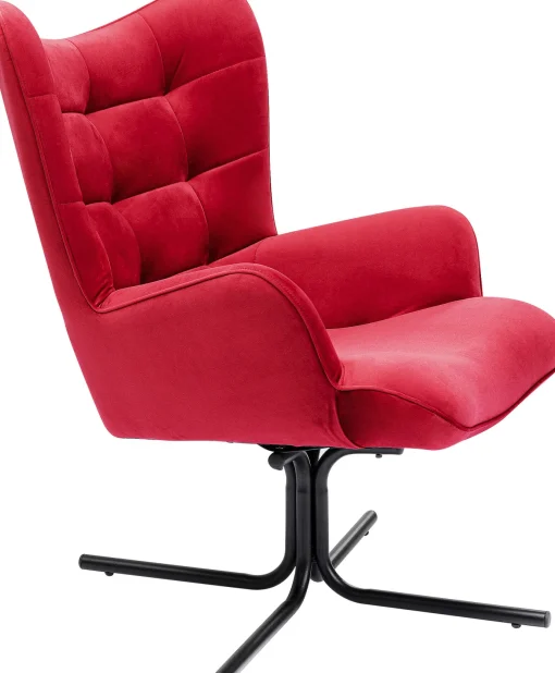 KARE Design Poltrona girevole Oscar velluto rosso - KARE> Poltrone