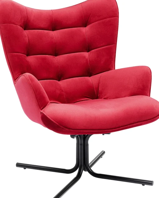 KARE Design Poltrona girevole Oscar velluto rosso - KARE> Poltrone
