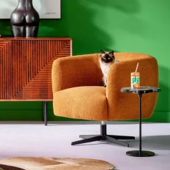 KARE Design Poltrona girevole Peony Fuzzy marrone - KARE> Poltrone