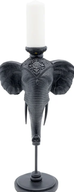 KARE Design Portacandele Elephant Head nero 49cm - KARE> Candelabri