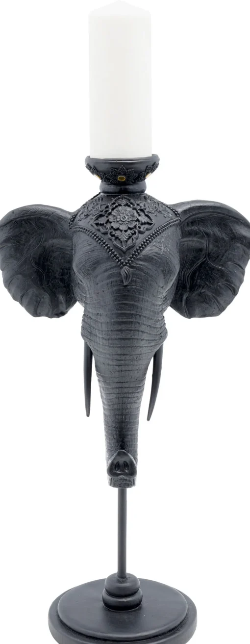 KARE Design Portacandele Elephant Head nero 49cm - KARE> Candelabri