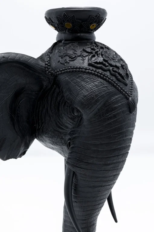KARE Design Portacandele Elephant Head nero 49cm - KARE> Candelabri