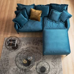 KARE Design Pouf poggiapiedi vellutato "Discovery" 100x100cm in color petrolio - KARE> Pouf