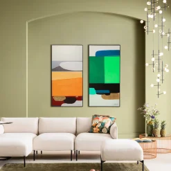 KARE Design Quadro incorniciato Abstract Shapes verde 73x143cm - KARE> Quadri