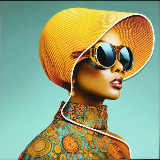 KARE Design Quadro incorniciato LED Sun Hat Woman giallo 80x80 - KARE> Quadri