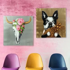 KARE Design Quadro ritoccato di olio Cane con Ananas 80x80 cm - KARE> Quadri