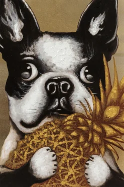 KARE Design Quadro ritoccato di olio Cane con Ananas 80x80 cm - KARE></noscript> Quadri