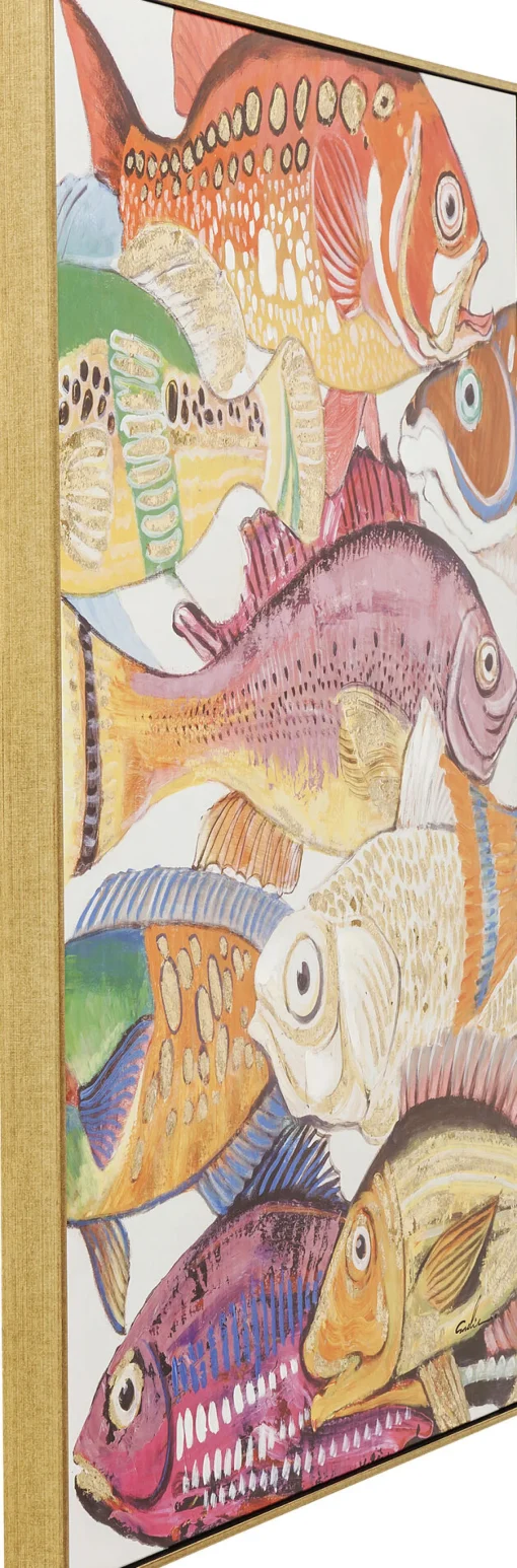 KARE Design Quadro Ritoccato Di Olio Fish Meeting One 100x75cm - KARE> Quadri