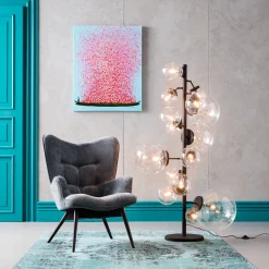 KARE Design Quadro Ritoccato Olio Flower Boat Blu-Rosa 80x100 - KARE> Quadri