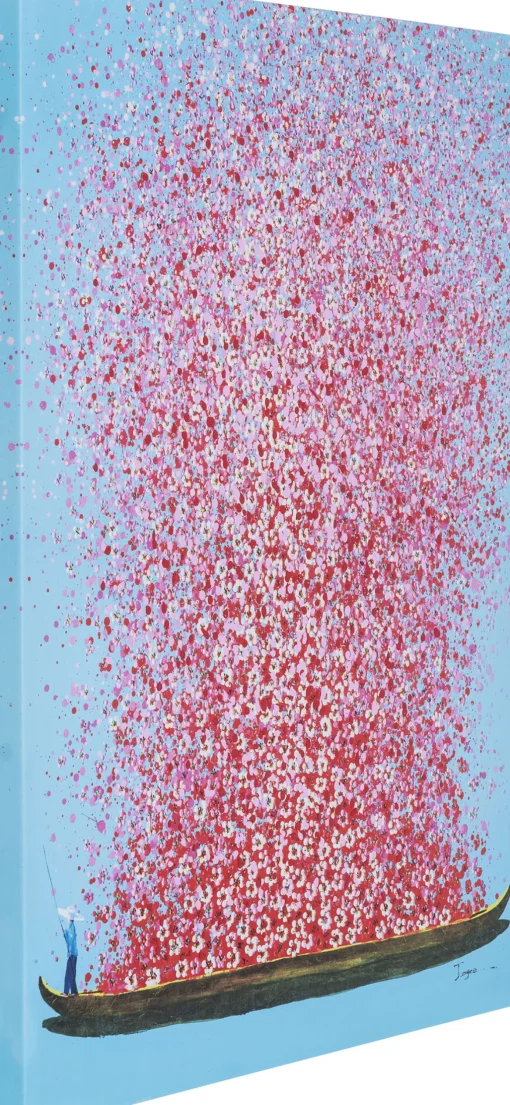 KARE Design Quadro Ritoccato Olio Flower Boat Blu-Rosa 80x100 - KARE> Quadri