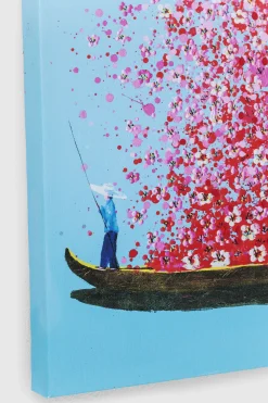 KARE Design Quadro Ritoccato Olio Flower Boat Blu-Rosa 80x100 - KARE></noscript> Quadri
