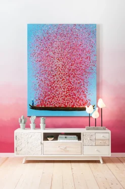 KARE Design Quadro Ritoccato Olio Flower Boat Blu-Rosa 80x100 - KARE></noscript> Quadri
