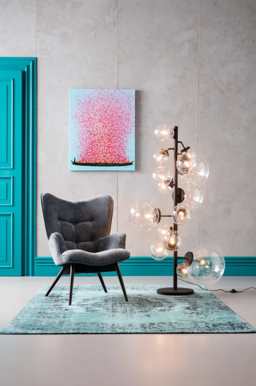 KARE Design Quadro Ritoccato Olio Flower Boat Blu-Rosa 80x100 - KARE> Quadri