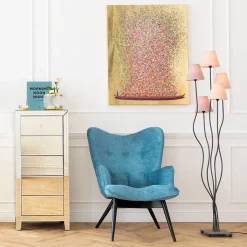 KARE Design Quadro Ritoccato Olio Flower Boat Oro-Rosa 100x80cm - KARE> Quadri