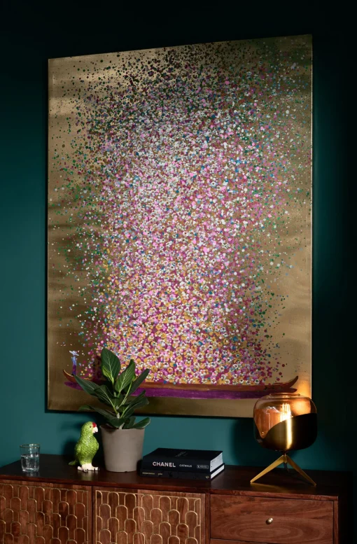 KARE Design QUADRO RITOCCATO OLIO FLOWER BOAT ORO-ROSA 160X120 - KARE> Quadri