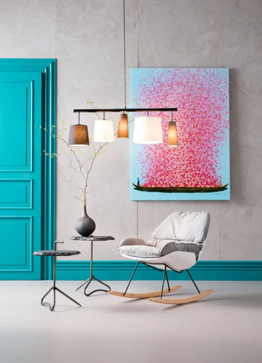 KARE Design Quadro Ritoccato Olio Flower Boat Blu-Rosa 160x120cm - KARE> Quadri