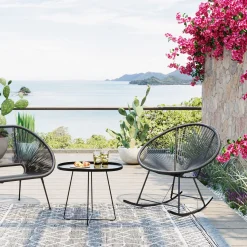 KARE Design Sedia a dondolo Acapulco nero - KARE> Poltrone