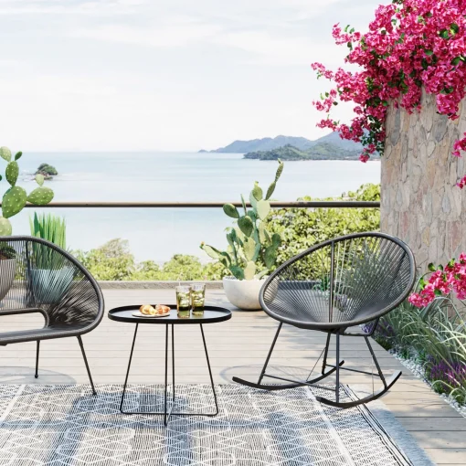 KARE Design Sedia a dondolo Acapulco nero - KARE> Poltrone