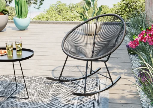 KARE Design Sedia a dondolo Acapulco nero - KARE> Poltrone