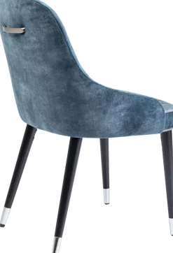 KARE Design Sedia imbottita "Catania" in velluto blu trapuntata con gambe in legno massello - KARE> Sedie