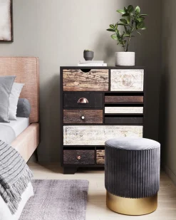 KARE Design Sgabello Cherry grigio Cord ottone Ø35cm - KARE></noscript> Sgabello
