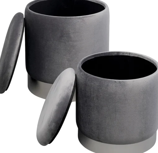 KARE Design Sgabello Cherry Storage grigio argento (2/Set) - KARE> Pouf