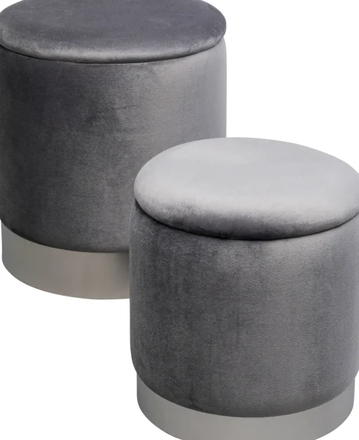 KARE Design Sgabello Cherry Storage grigio argento (2/Set) - KARE> Pouf