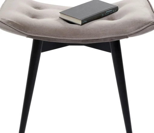 KARE Design Sgabello nero Vicky in velluto grigio 46x59 cm - KARE> Sgabello