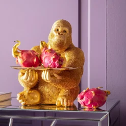 KARE Design Statua "GORILLA" maggiordomo con vassoio color oro - KARE> Statuette Decorative