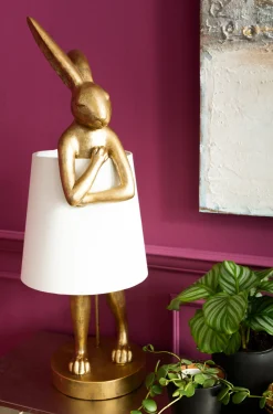 KARE Design TABLE LAMP ANIMAL RABBIT GOLD/WHITE 88CM - KARE></noscript> Lampade Da Tavolo