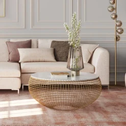 KARE Design Tavolino da caffè Cesta marmo-oro 100 cm - KARE> Tavolo Basso
