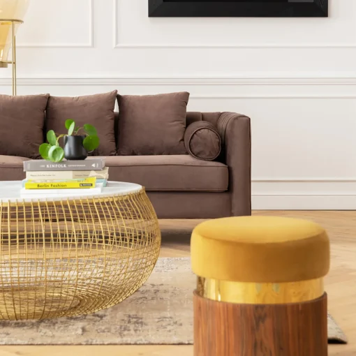 KARE Design Tavolino da caffè Cesta marmo-oro 100 cm - KARE> Tavolo Basso
