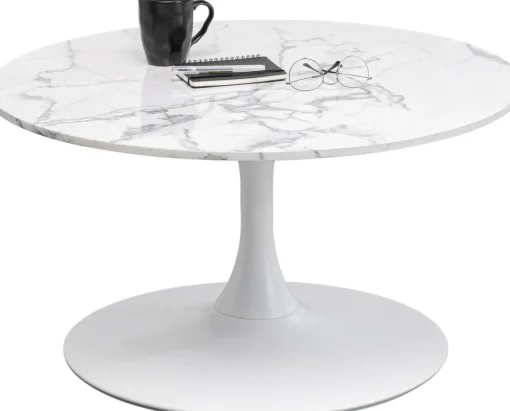 KARE Design Tavolino da caffé da salotto Schickeria Marmo Bianco Ø80cm - KARE> Tavolo Basso
