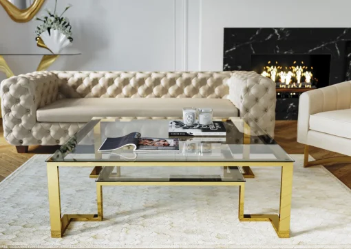 KARE Design Tavolino Da Caffè Gold Rush 120x120cm - KARE> Tavolo Basso