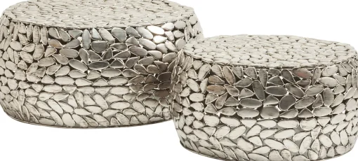 KARE Design TAVOLINO DA CAFFÈ PEBBLES DELUXE ARGENTO (2/SET) - KARE> Tavolo Basso