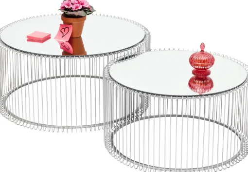 KARE Design Tavolino da caffè Wire argento (2/set) - KARE> Tavolo Basso