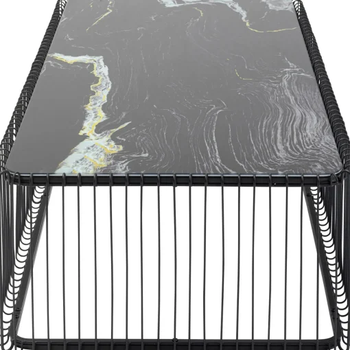 KARE Design Tavolino da caffè Wire vetro marmo nero 145x70cm - KARE> Tavolo Basso