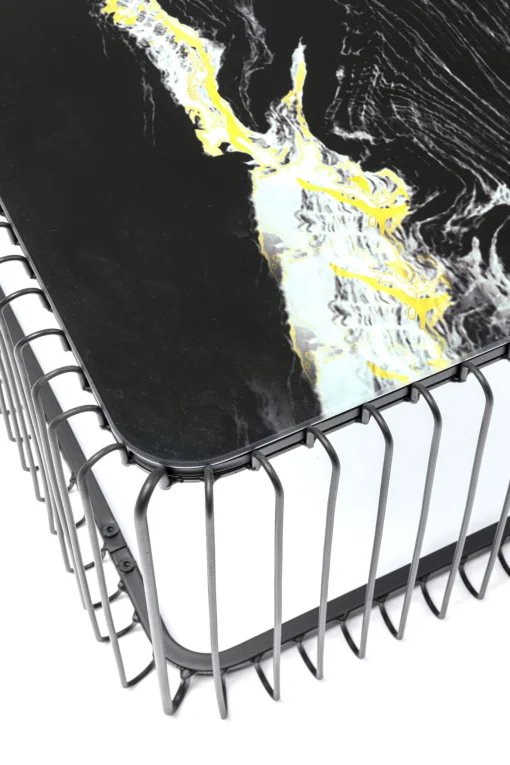 KARE Design Tavolino da caffè Wire vetro marmo nero 145x70cm - KARE> Tavolo Basso