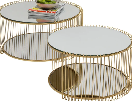 KARE Design Tavolino da caffe Wire Double ottone (2/Set) - KARE> Tavolo Basso