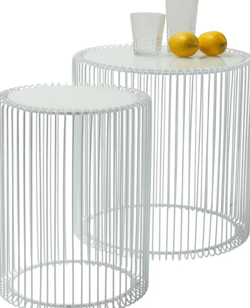 KARE Design Tavolino D'appoggio Wire Bianco ( 2/Set) Ø44cm - KARE> Tavolo Basso
