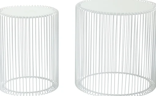 KARE Design Tavolino D'appoggio Wire Bianco ( 2/Set) Ø44cm - KARE> Tavolo Basso