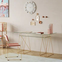 KARE Design Tavolo Polar Ottone-Vetro Temperato 8mm - KARE> Scrivanie